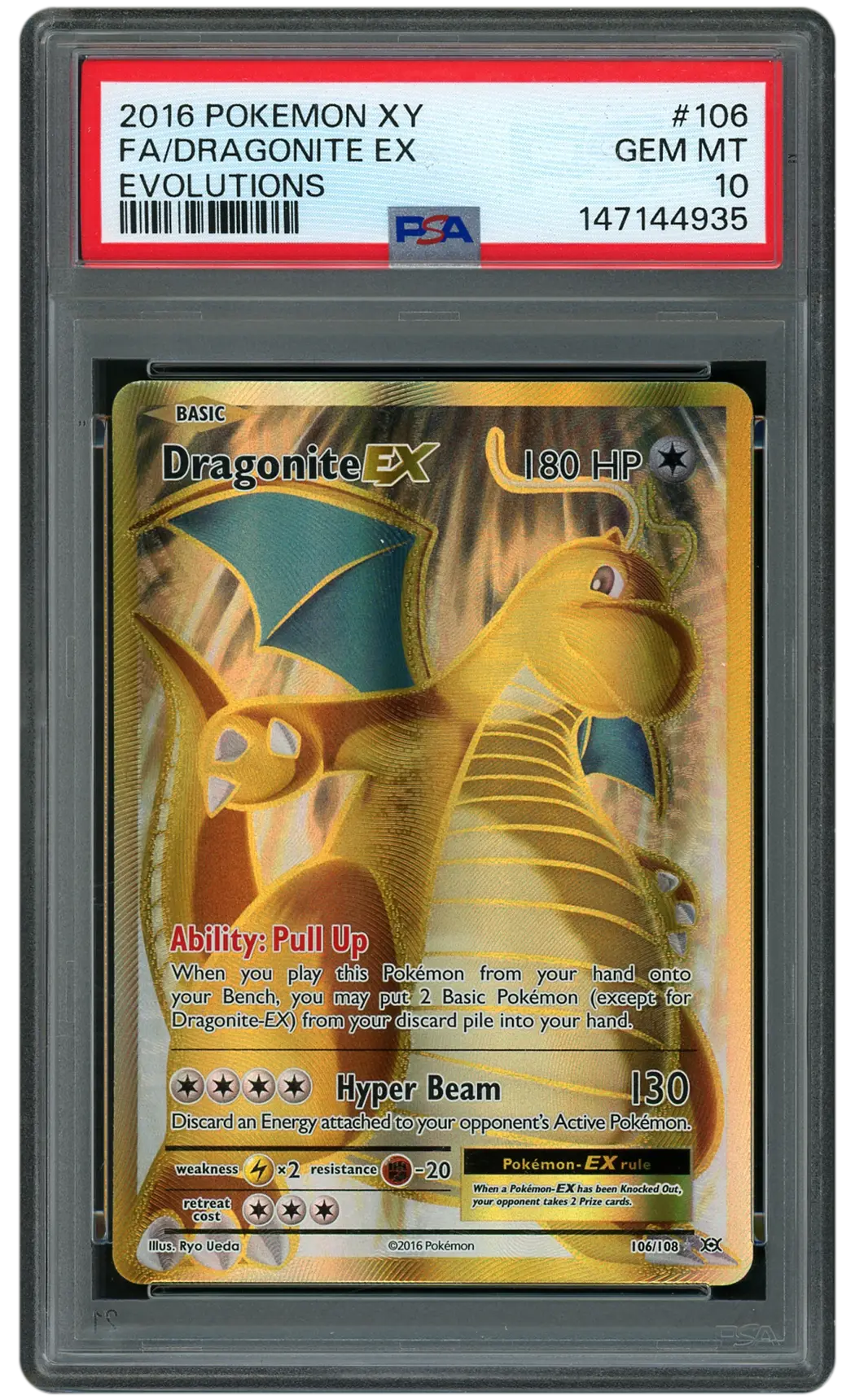 2016 Evolutions Dragonite EX  PSA 10