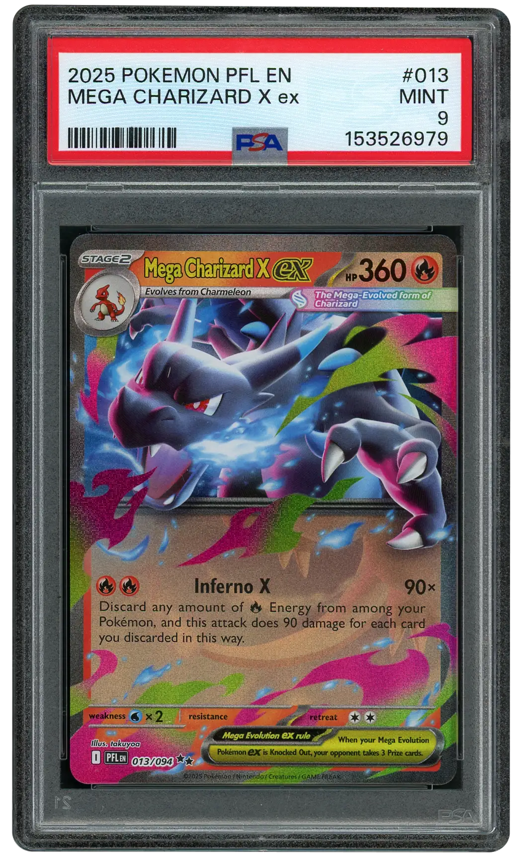 2025 Phantasmal Flames Mega Charizard X EX  PSA 9