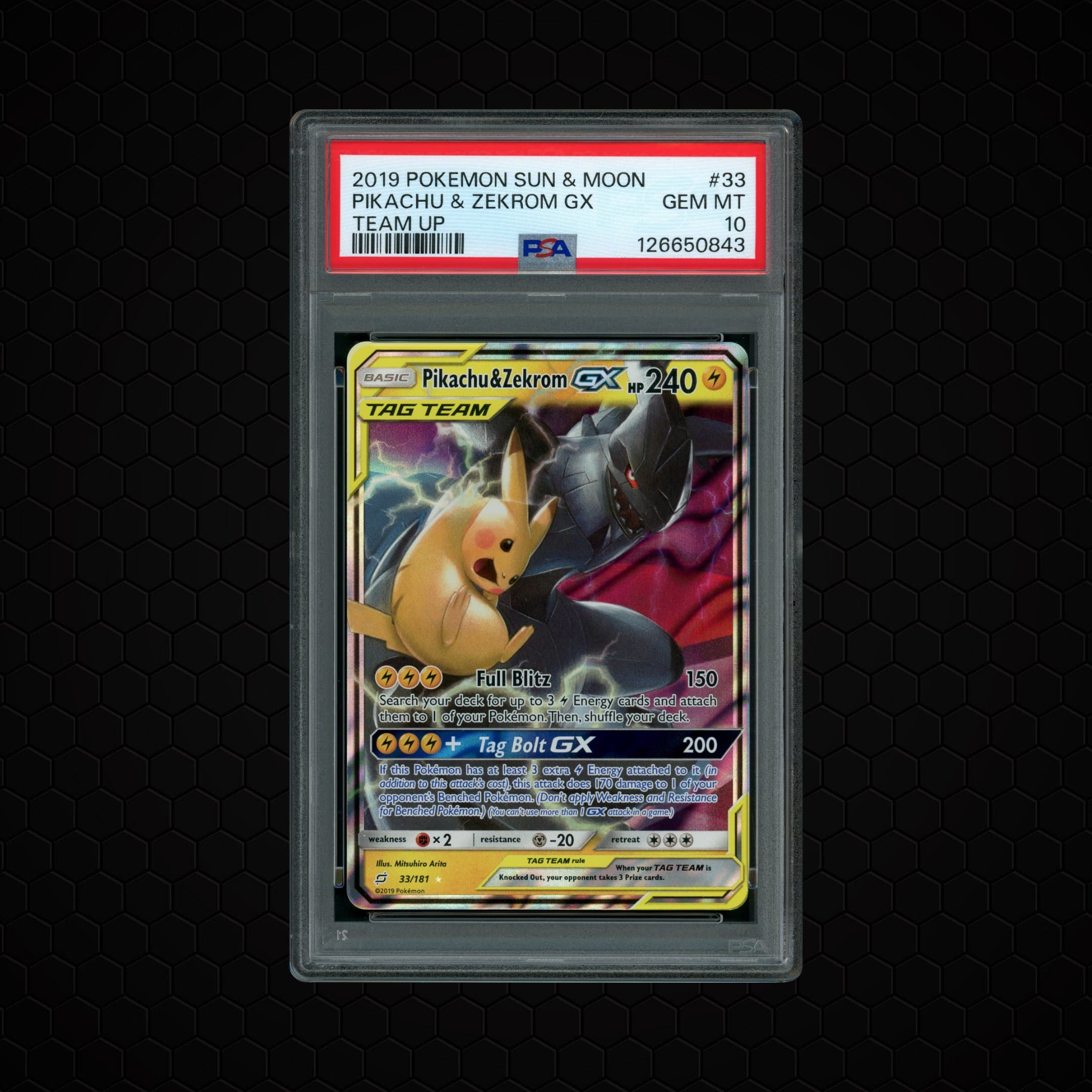 2019 Team Up Pikachu & Zekrom GX  PSA 10