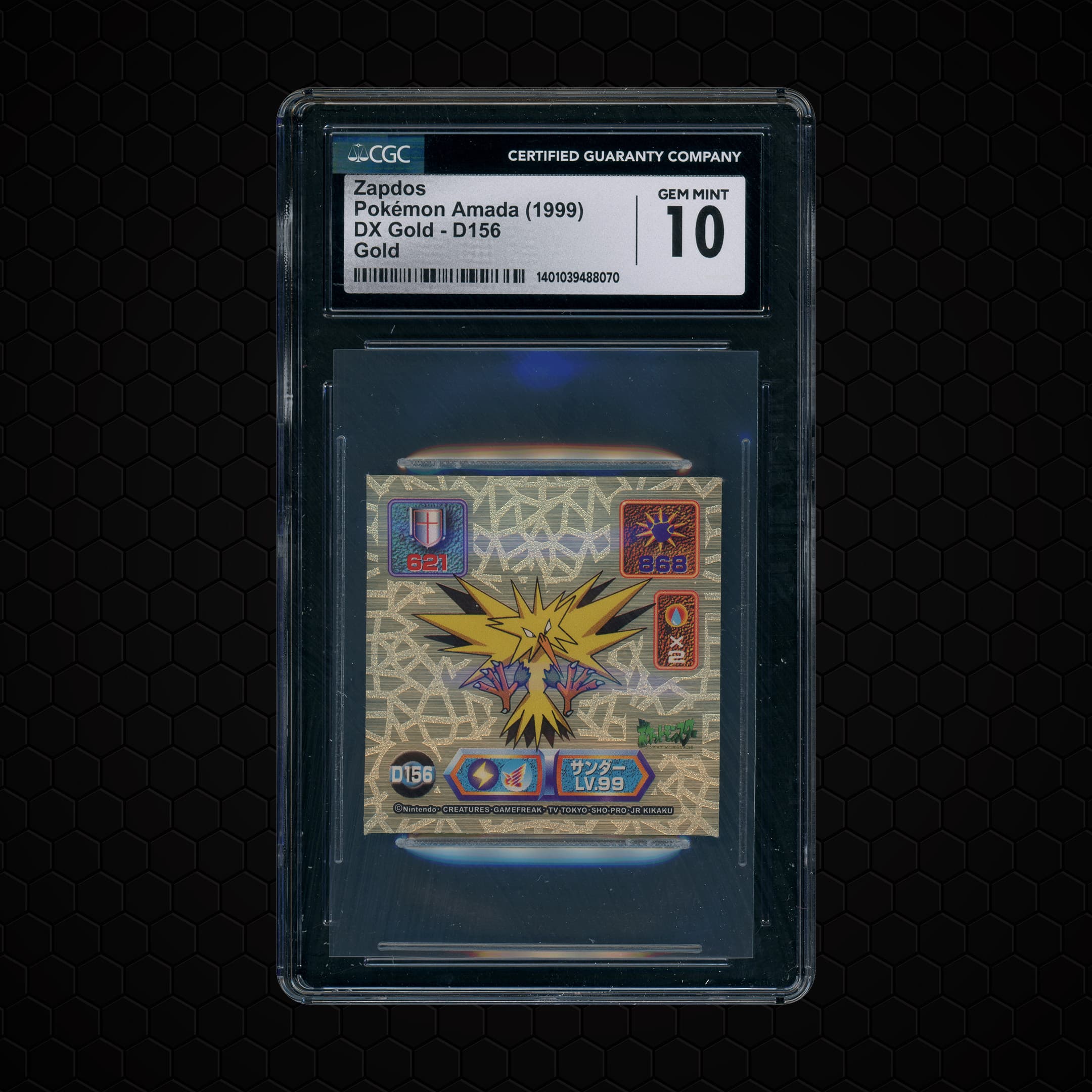 1999 Japanese Amada Dx Gold Zapdos #D 156 CGC 10