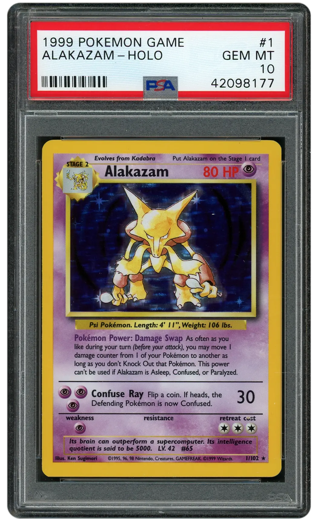 1999 Game Alakazam  PSA 10