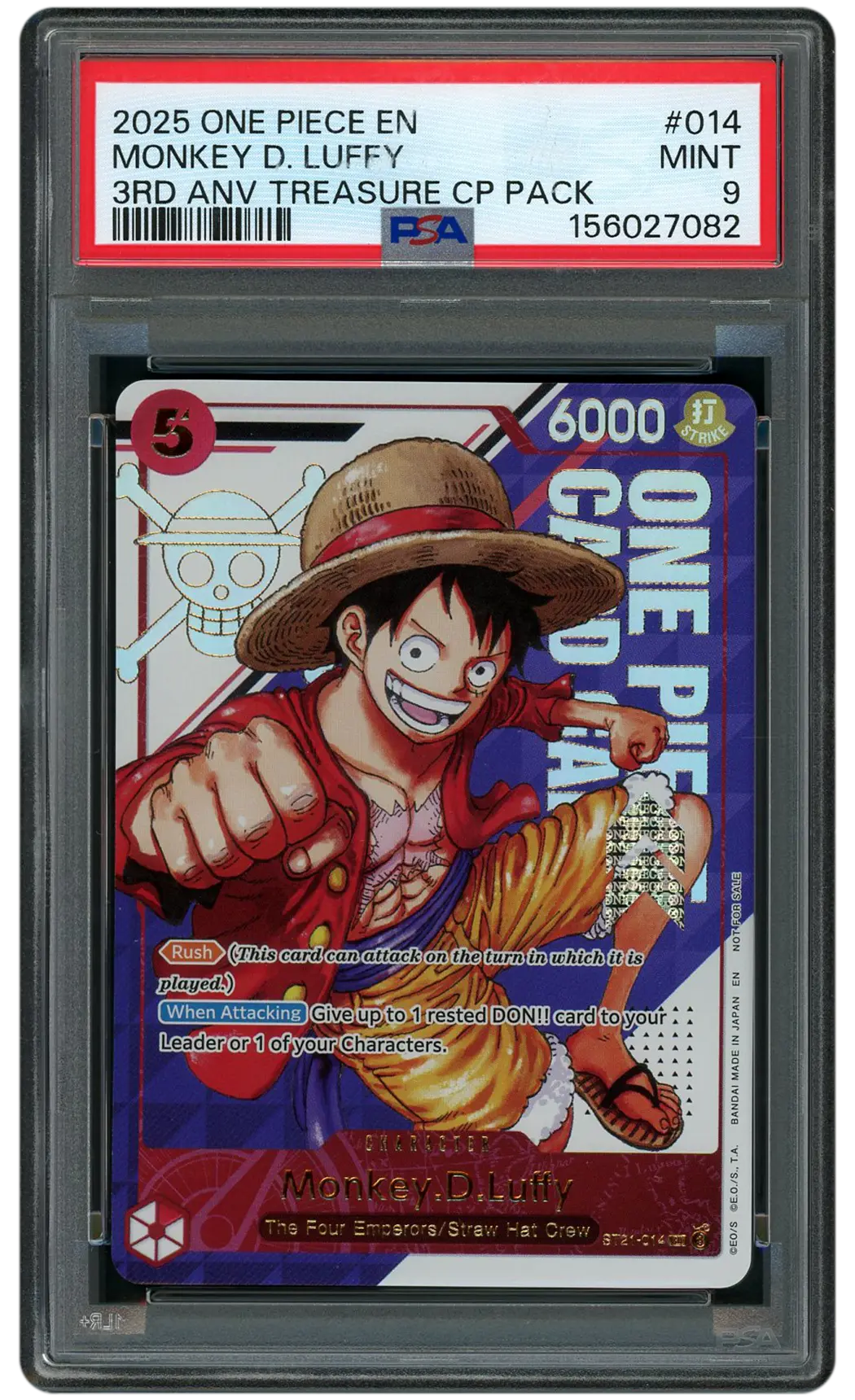 2025 3rd Anniversary Treasure Campaign Pack Monkey D. Luffy #ST21-014 PSA 9