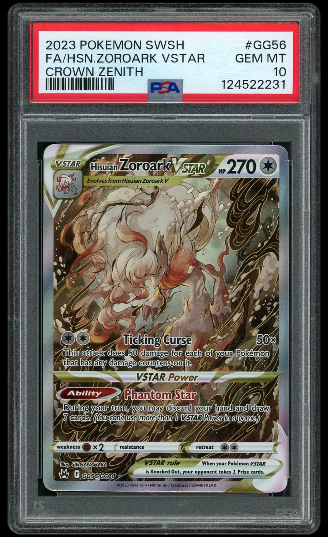 2023 Crown Zenith Hisuian Zoroark VSTAR #GG56 PSA 10