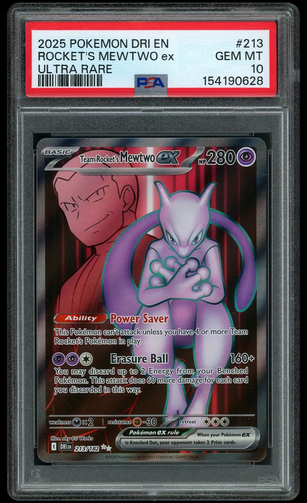 2025 Destined Rivals Team Rocket's Mewtwo EX  PSA 10