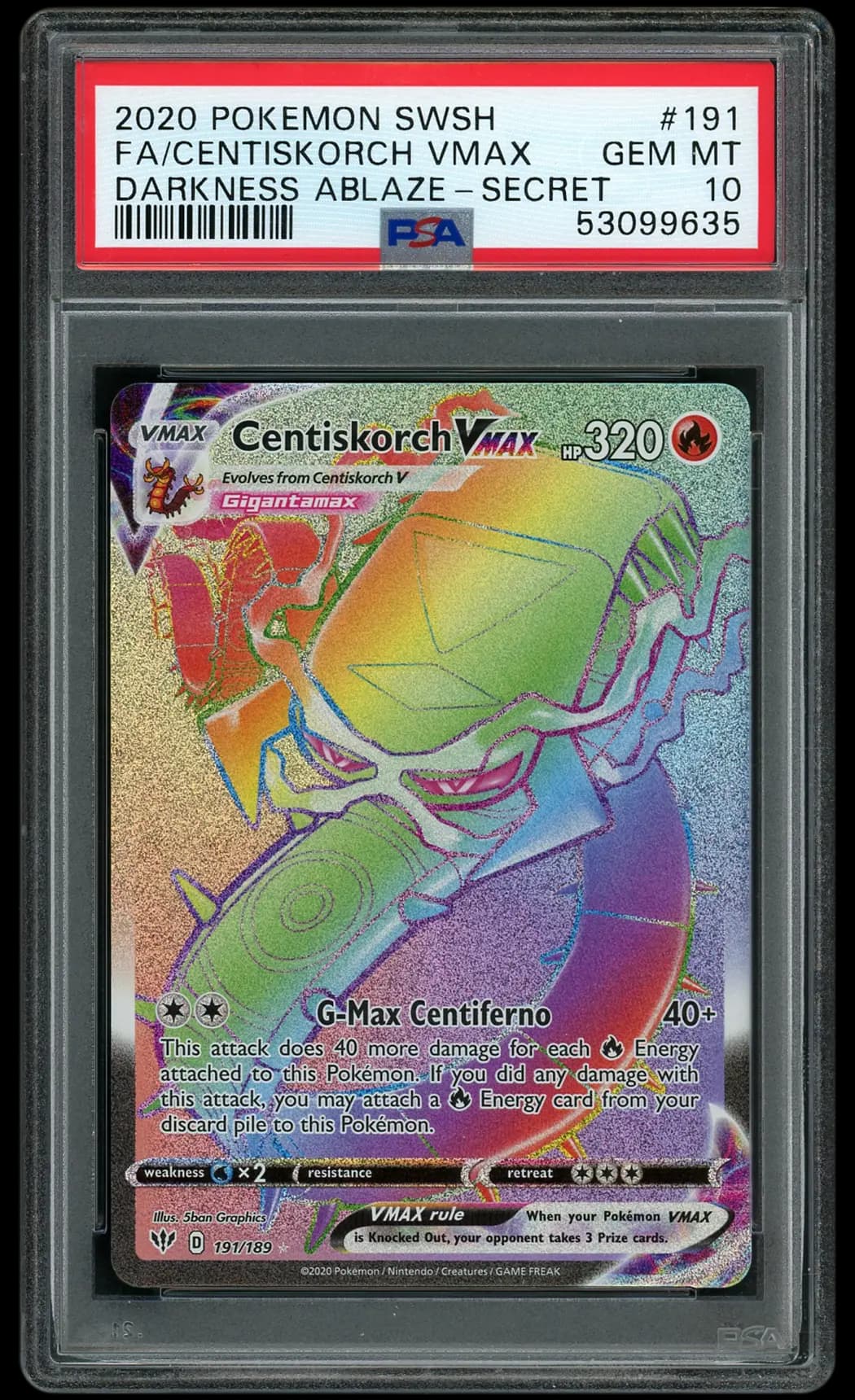 2020 Darkness Ablaze Centiskorch VMAX  PSA 10