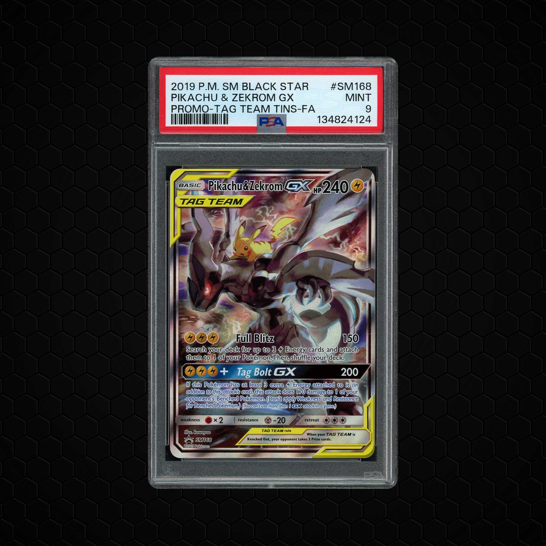 2019 Black Star Promo Pikachu & Zekrom GX #SM168 PSA 9