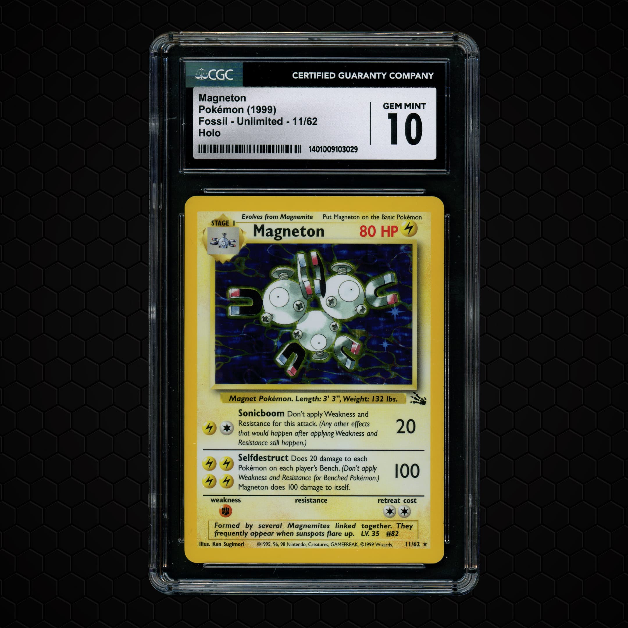 1999 Fossil Unlimited Holo Magneton  CGC 10