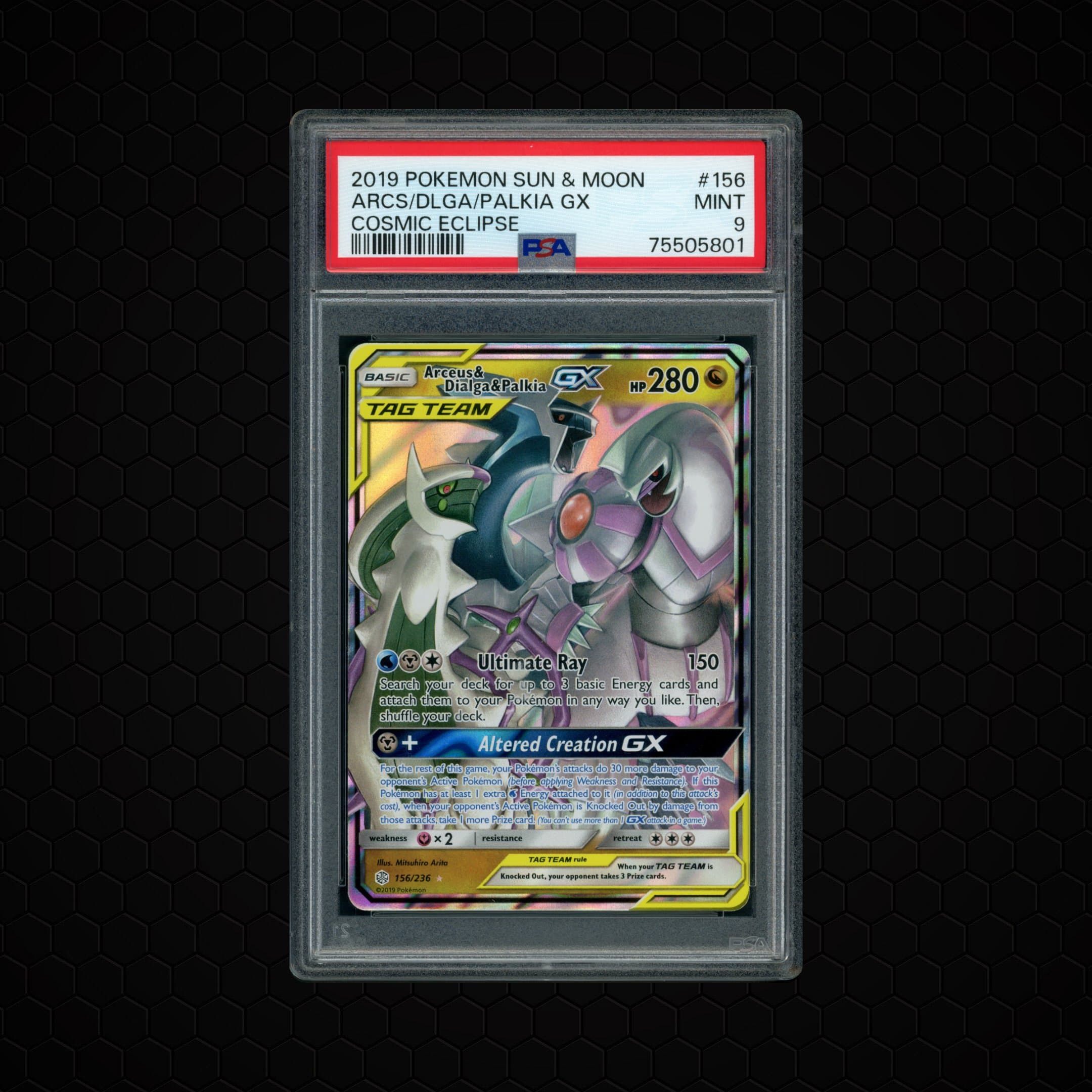 2019 Cosmic Eclipse Arceus & Dialga & Palkia GX  PSA 9