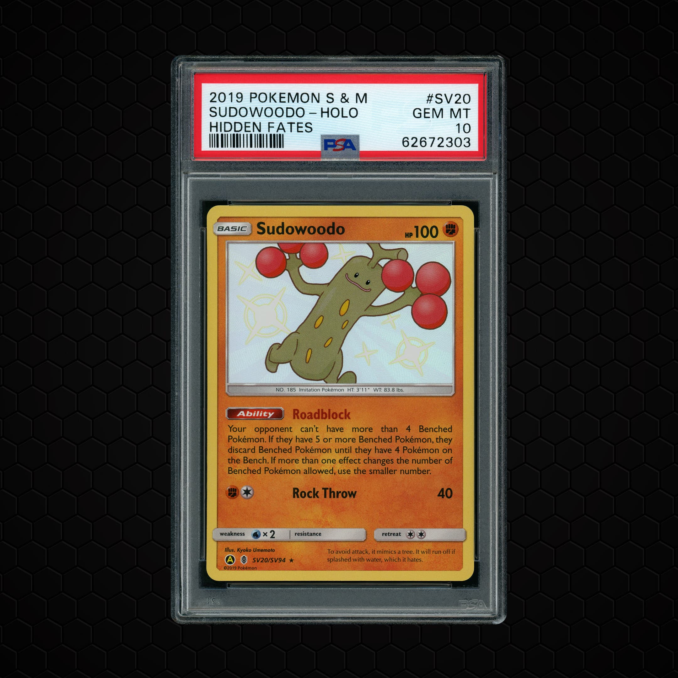 2019 Hidden Fates Sudowoodo #SV20 PSA 10