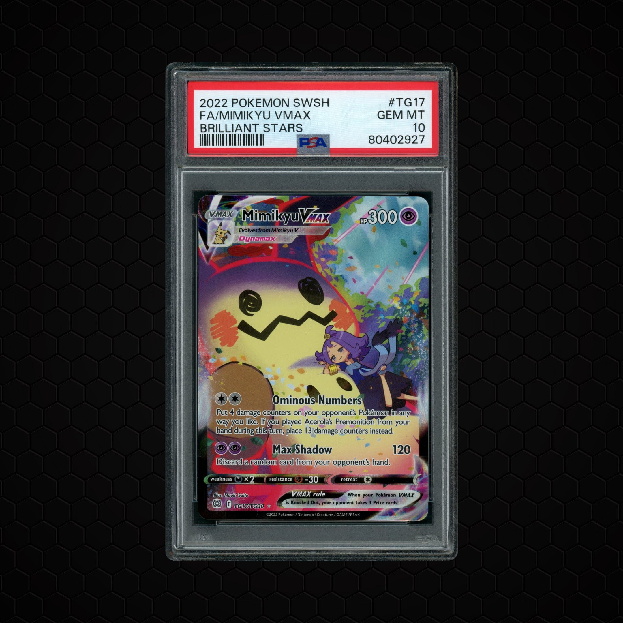 2022 Brilliant Stars Mimikyu VMAX #TG17 PSA 10
