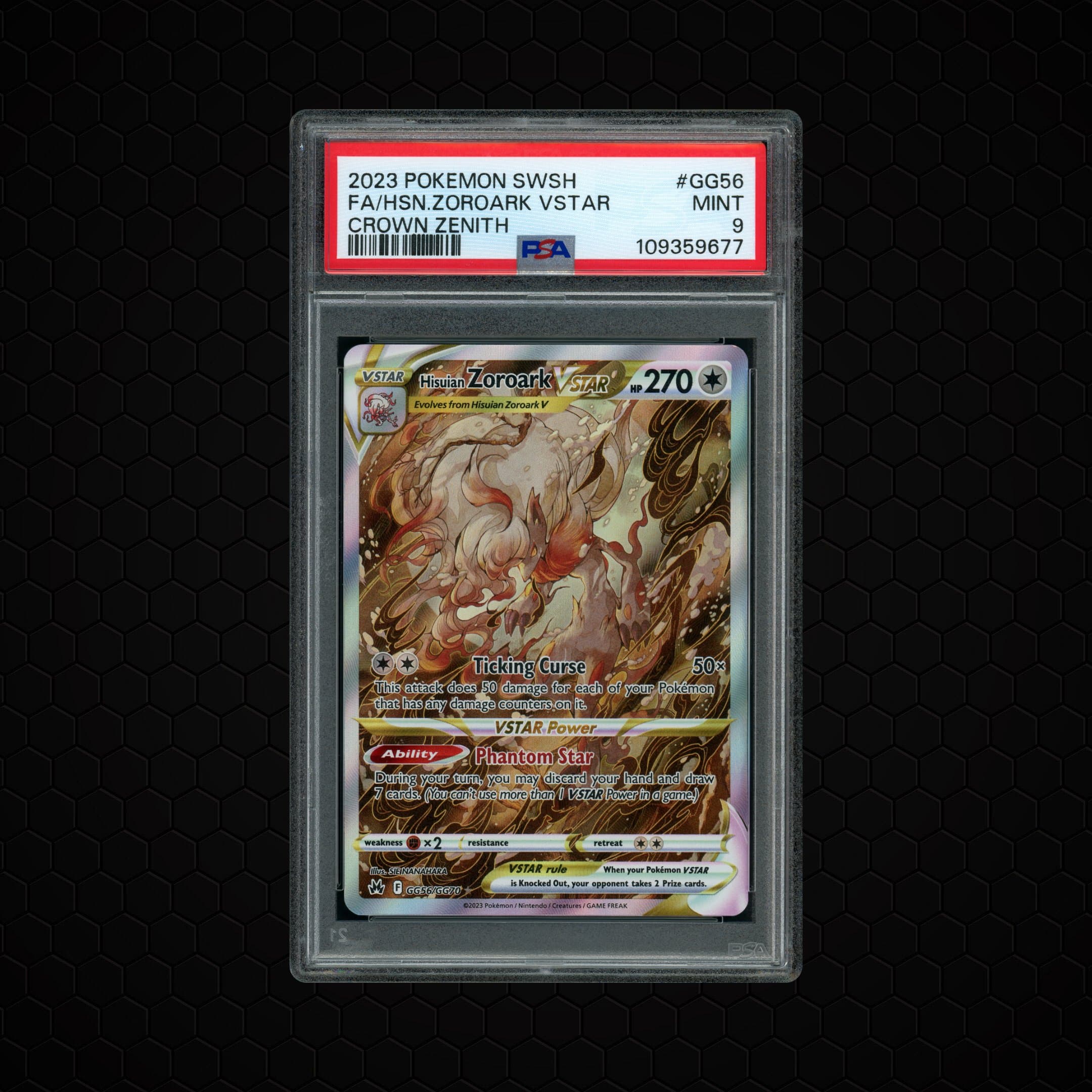 2023 Crown Zenith Hisuian Zoroark VSTAR #GG56 PSA 9