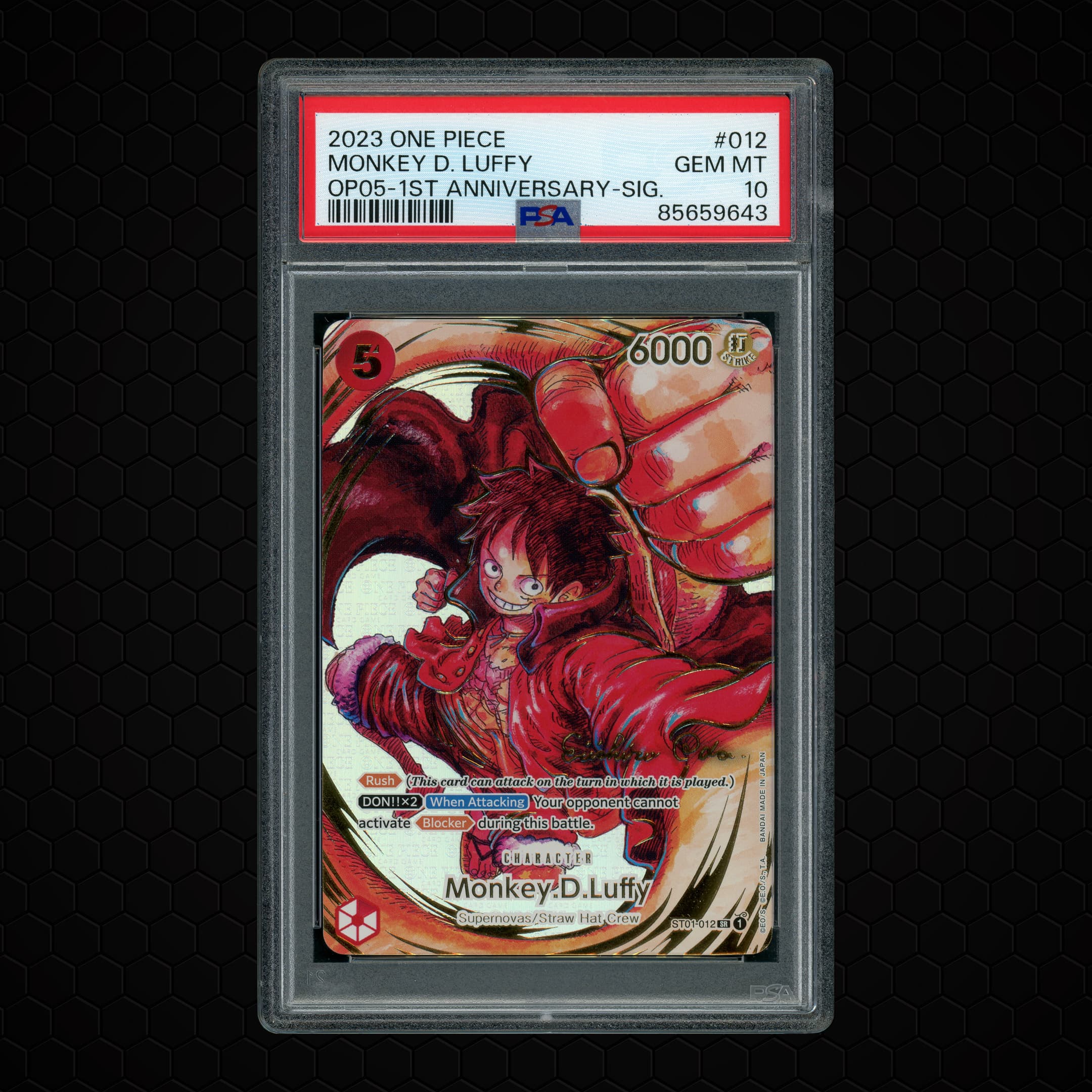 2023 Awakening of the New Era 1st Anniversary Signature Monkey D. Luffy #ST01-012 PSA 10