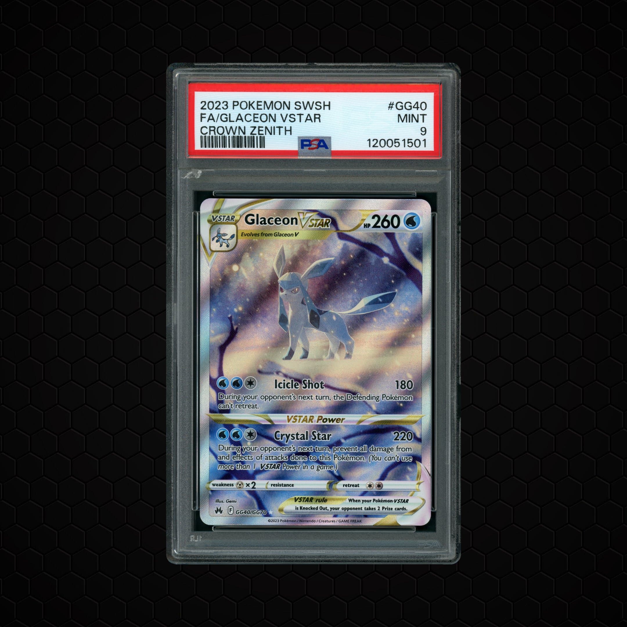 2023 Crown Zenith Glaceon VSTAR #GG40 PSA 9