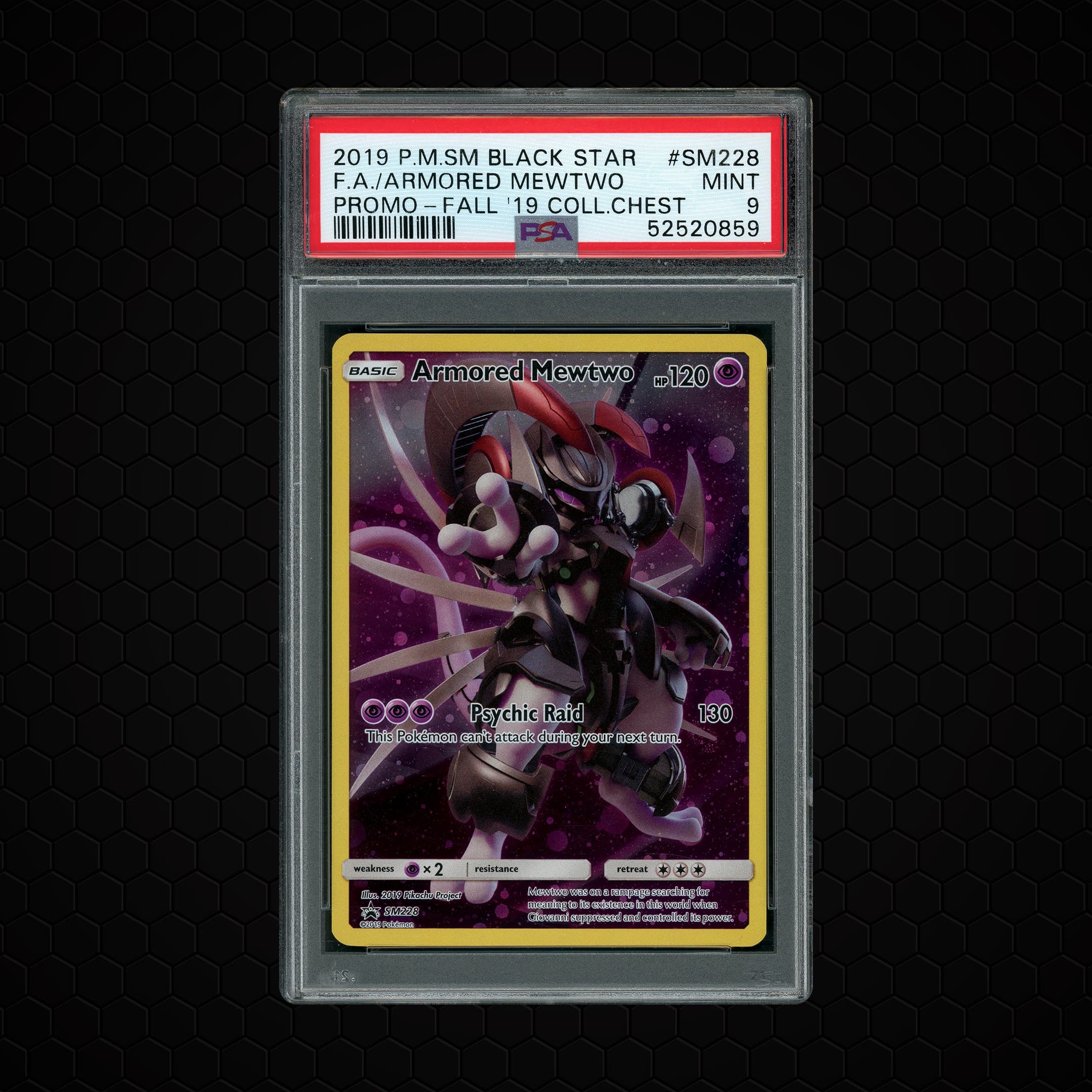 2019 Black Star Promo Armored Mewtwo #SM228 PSA 9
