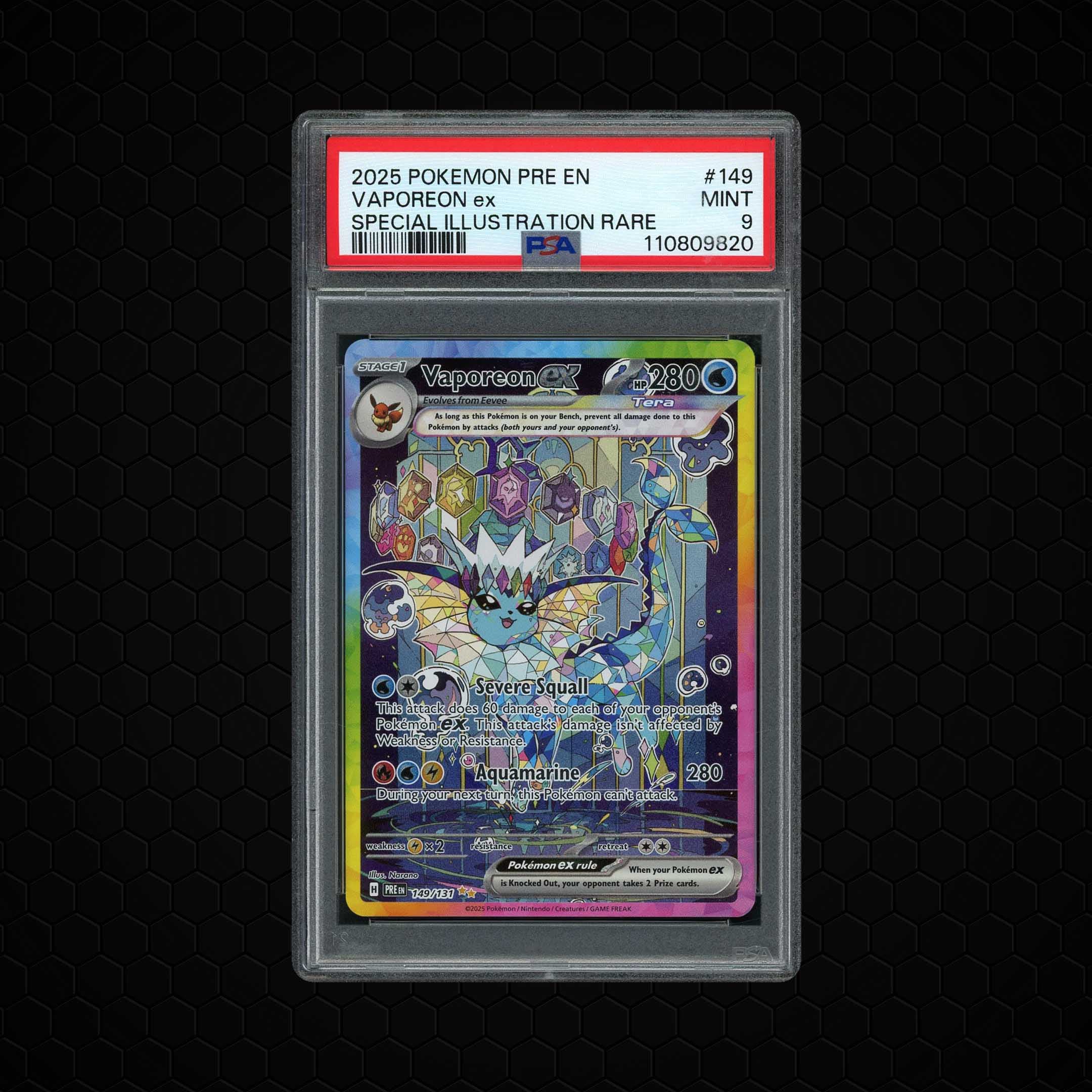 2025 Prismatic Evolutions Vaporeon ex  PSA 9