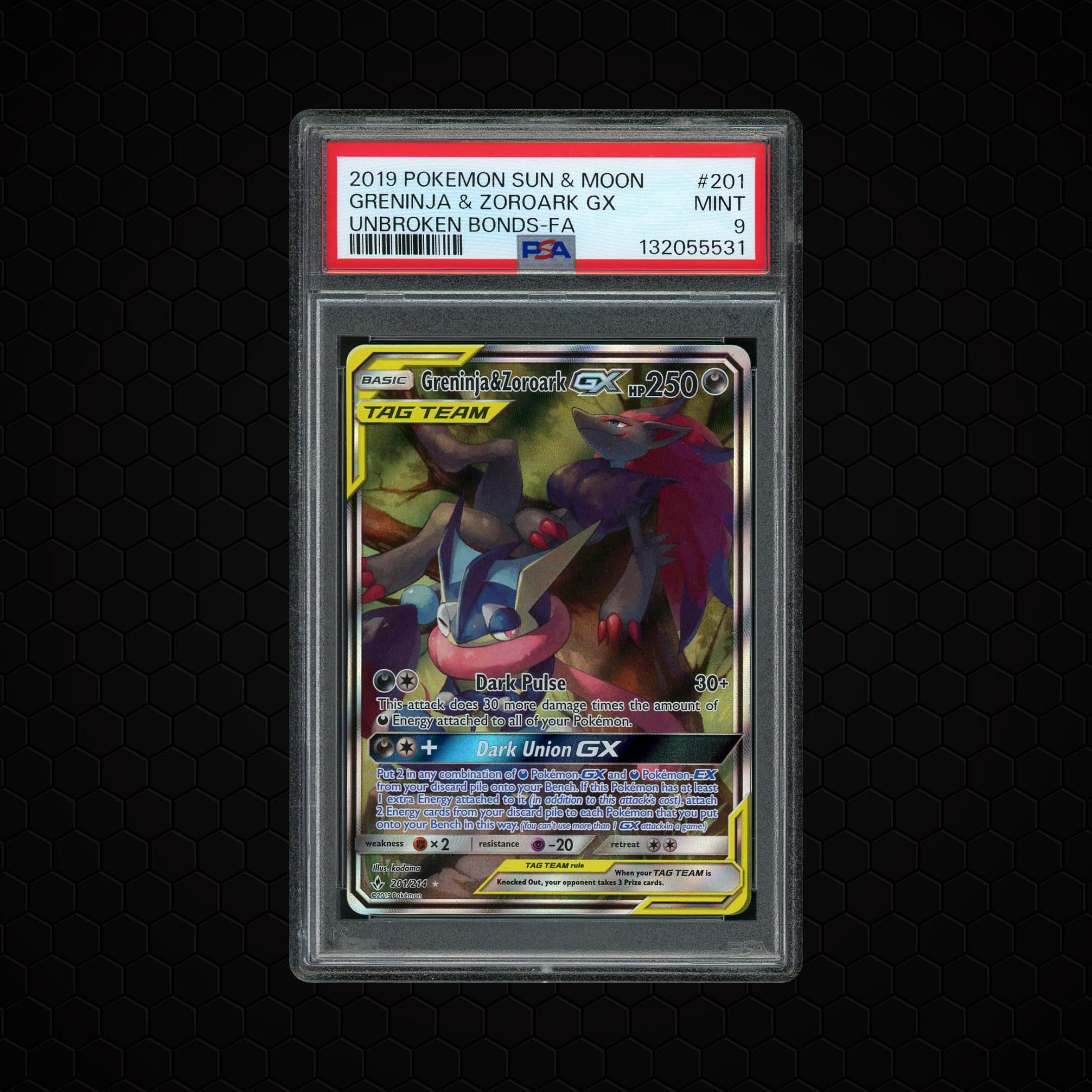2019 Unbroken Bonds Greninja & Zoroark GX  PSA 9