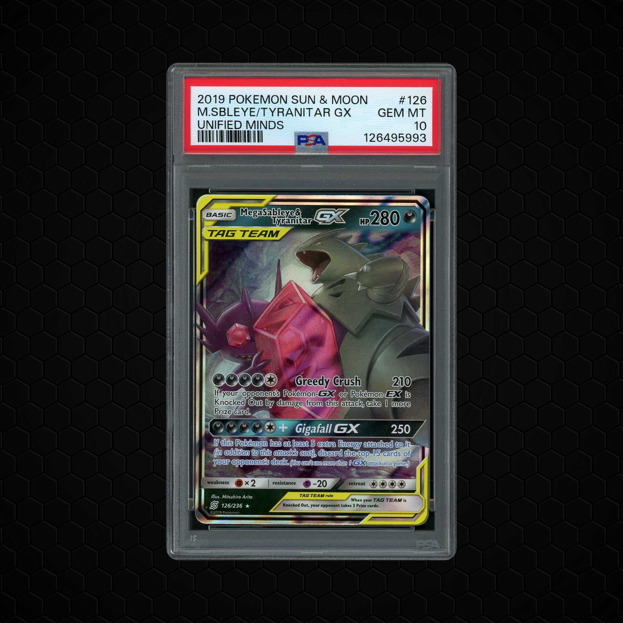 2019 Unified Minds Mega Sableye & Tyranitar GX  PSA 10