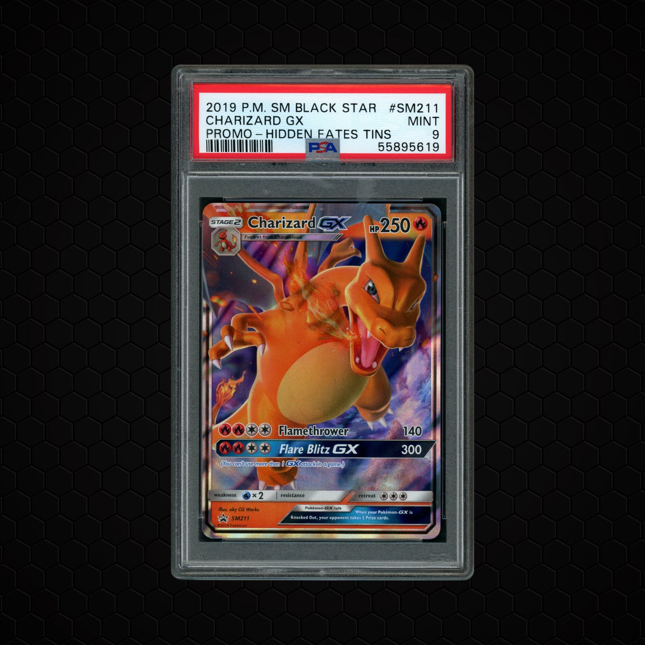 2019 Black Star Promo Charizard GX #SM211 PSA 9