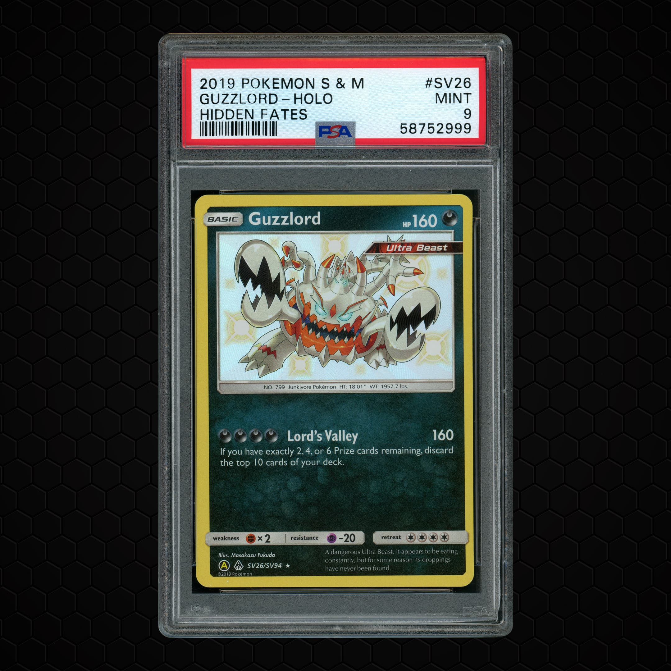 2019 Hidden Fates Guzzlord #SV26 PSA 9