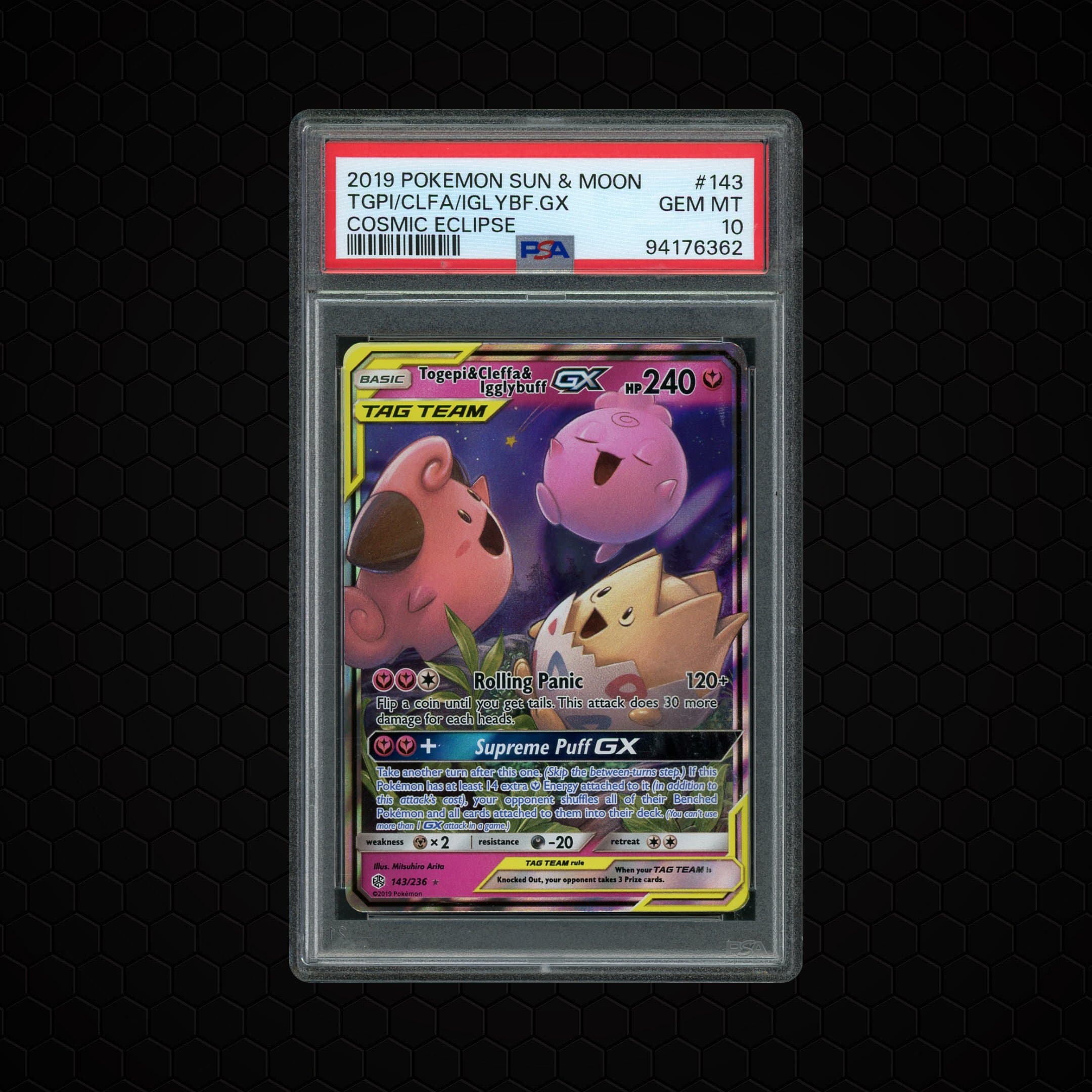 2019 Cosmic Eclipse Togepi & Cleffa & Igglybuff GX  PSA 10