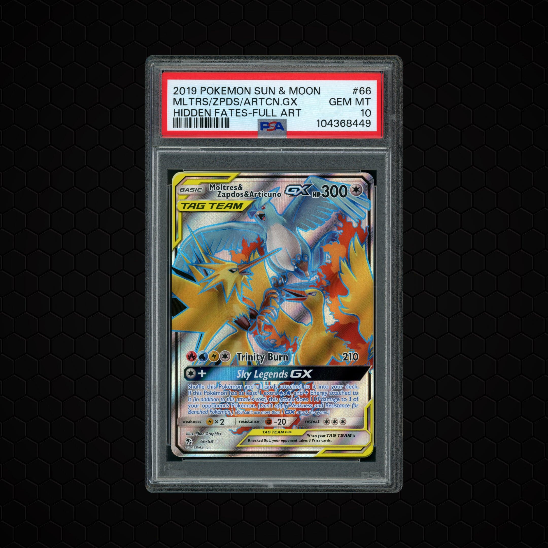 2019 Hidden Fates Moltres & Zapdos & Articuno GX  PSA 10