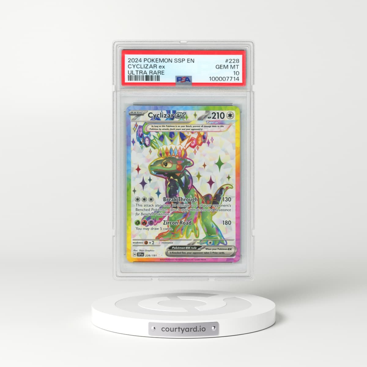 2024 Pokémon Ssp EN-Surging Sparks #228 Cyclizar EX - Holo Ultra Rare (PSA 10 GEM MINT)