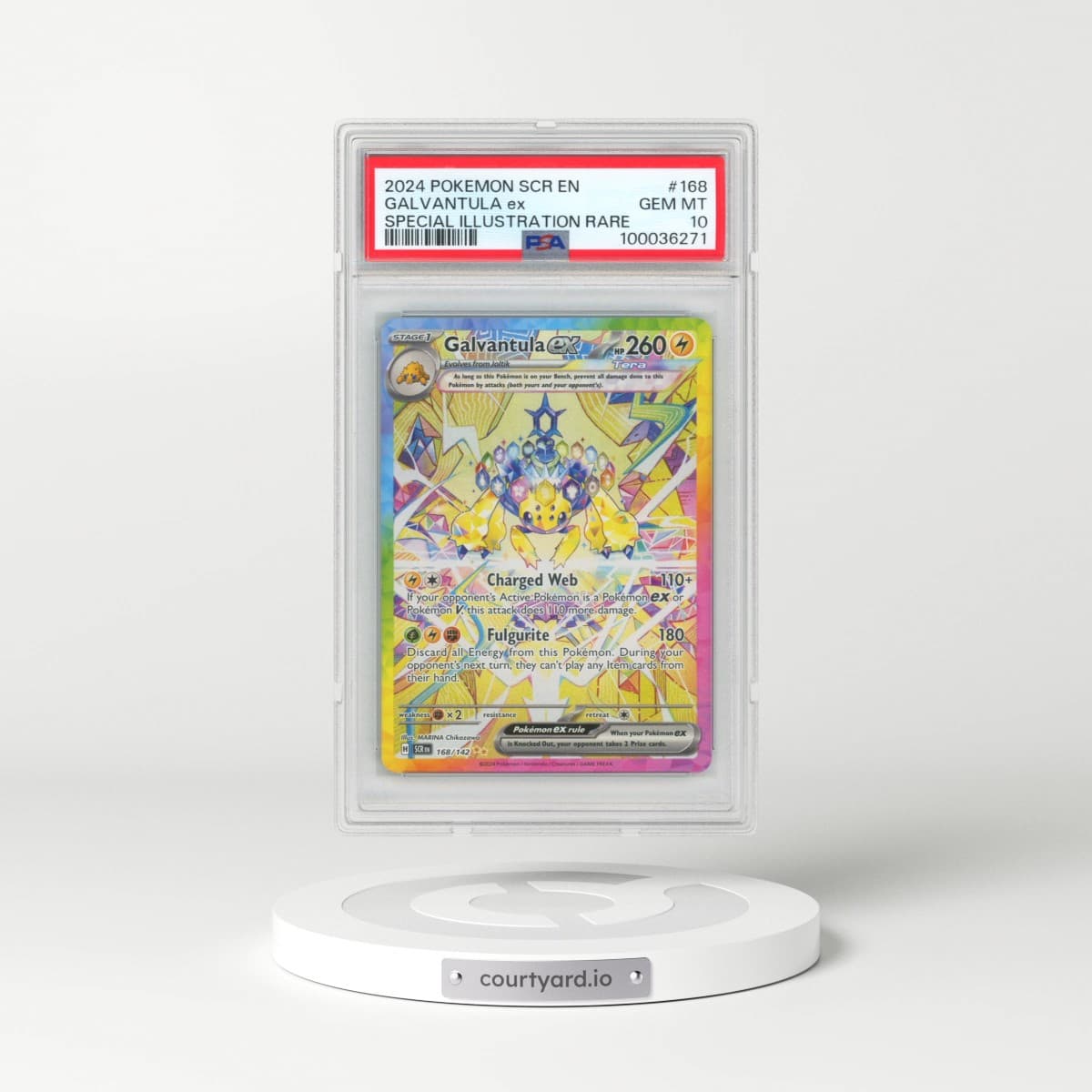 2024 Pokémon Scr EN-Stellar Crown #168 Galvantula EX - Holo Special Illustration Rare (PSA 10 GEM MINT)