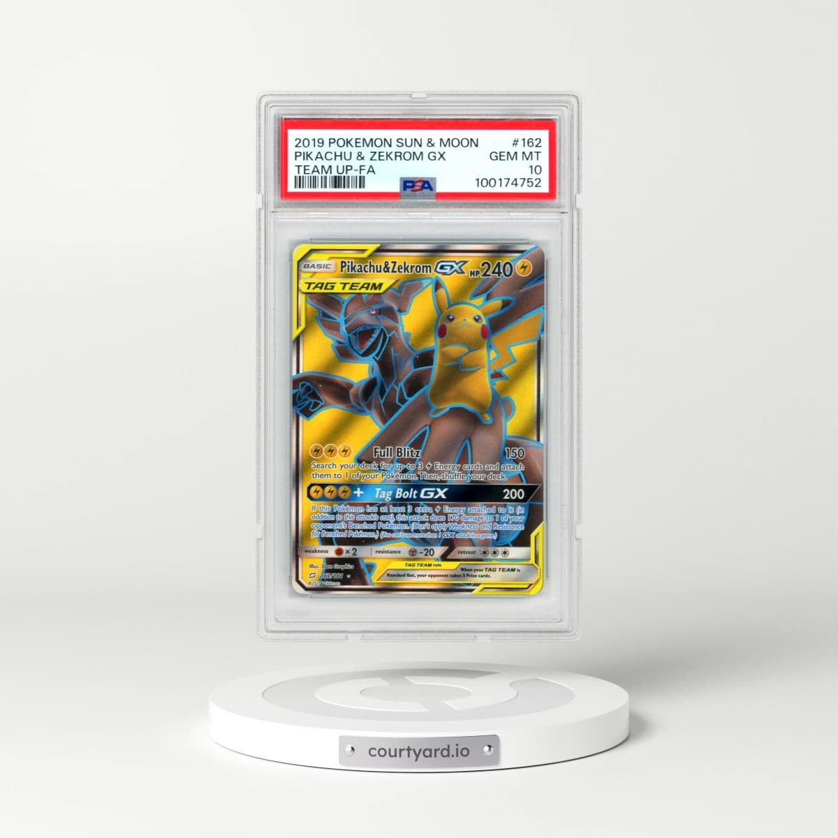 2019 Pokémon Sun & Moon Team Up #162 Pikachu & Zekrom GX - Holo Full Art (PSA 10 GEM MINT)
