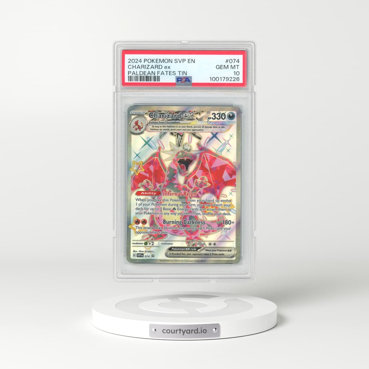 2024 Pokémon Svp EN-SV Black Star Promo #074 Charizard EX - Holo Paldean Fates Tin (PSA 10 GEM MINT)