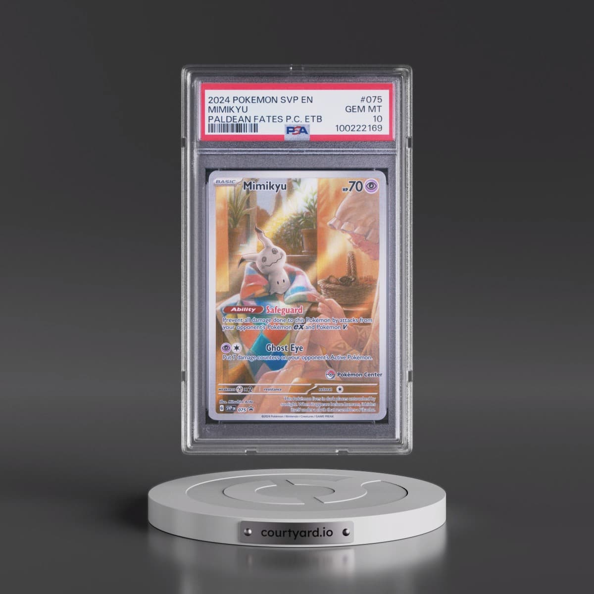2024 Pokémon Svp EN-SV Black Star Promo #075 Mimikyu - Paldean Fates Pokemon Center Elite Trainer Box (PSA 10 GEM MINT)