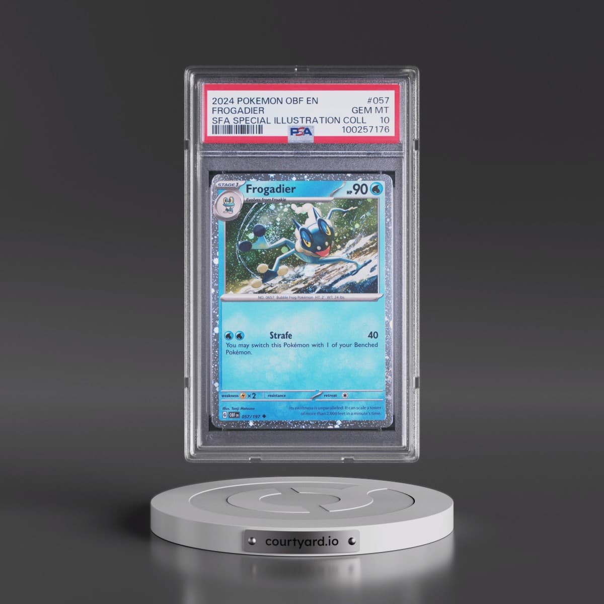 2024 Pokémon Obf EN-Obsidian Flames #057 Frogadier - Shrouded Fable Special Illustration Collection (PSA 10 GEM MINT)