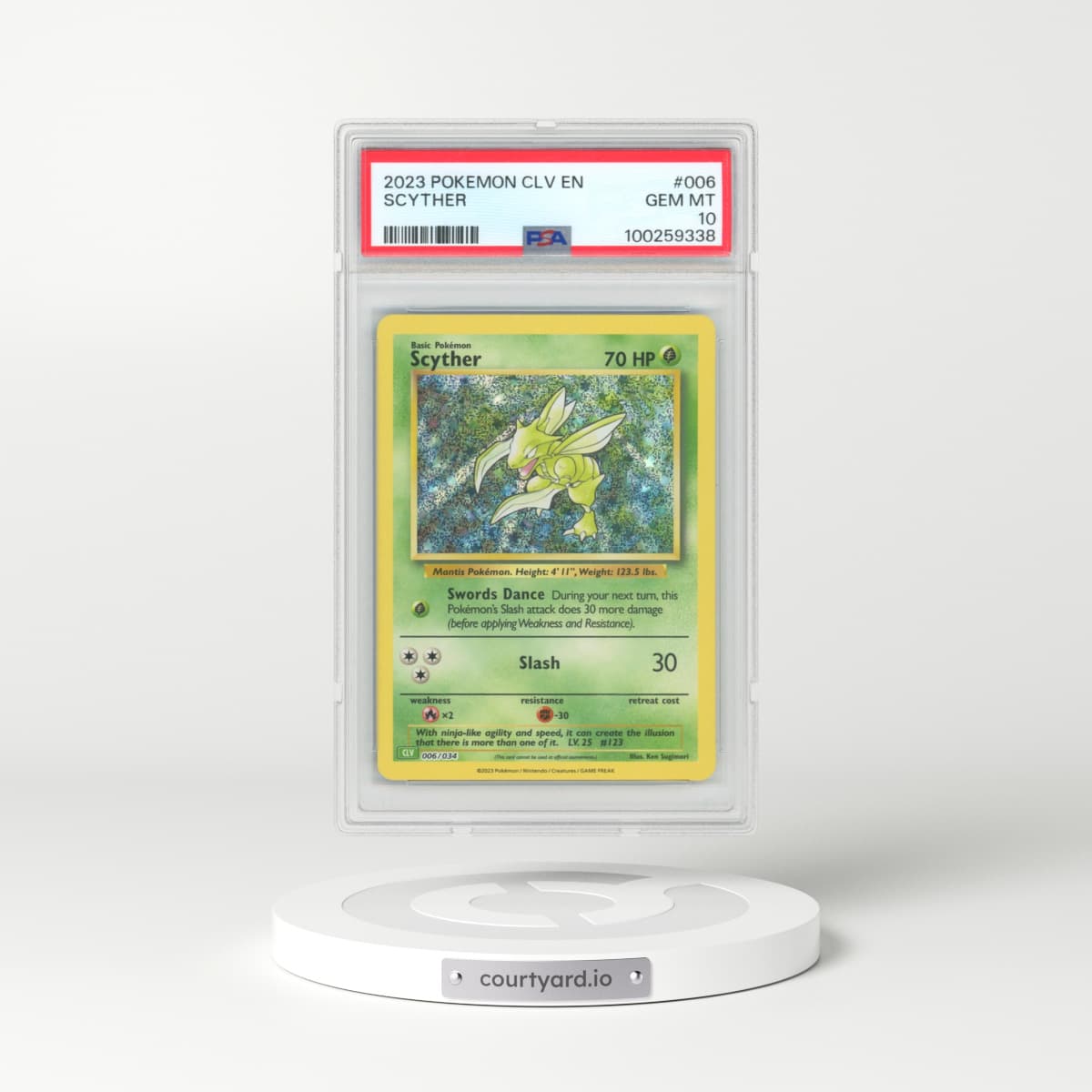 2023 Pokémon CLV-Trading Card Game Classic Venusaur & Lugia EX Deck #006 Scyther (PSA 10 GEM MINT)