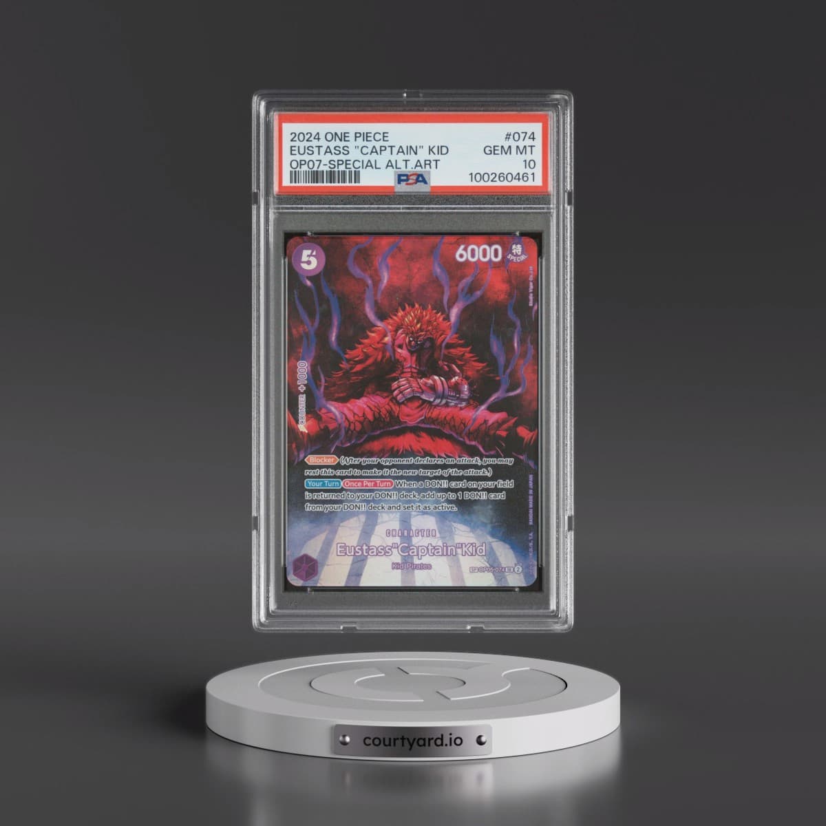 2024 One Piece OP07-500 Years in the Future #074 Eustass "Captain" Kid - Special Alternate Art (PSA 10 GEM MINT)