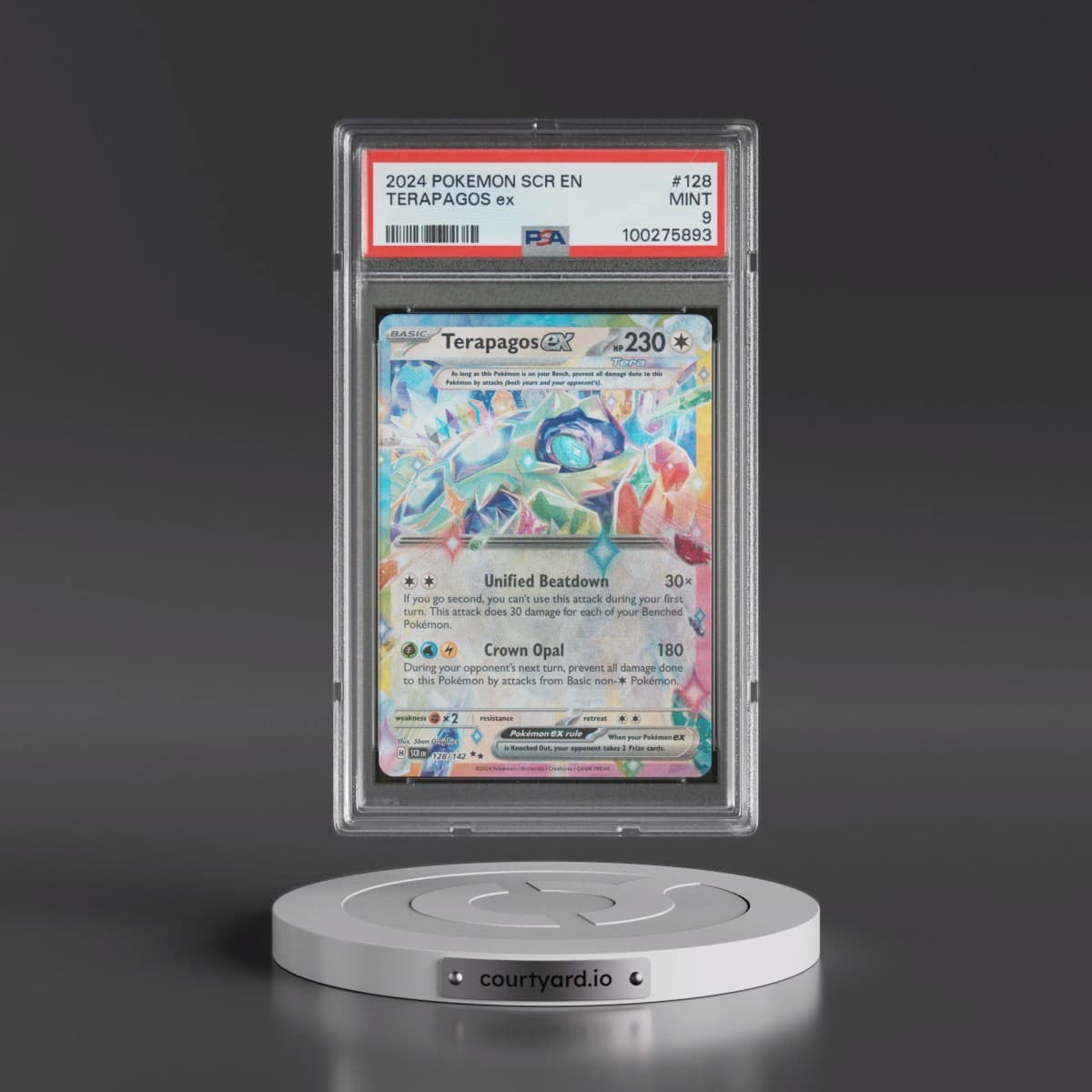 2024 Pokémon Scr EN-Stellar Crown #128 Terapagos EX - Holo (PSA 9 MINT)