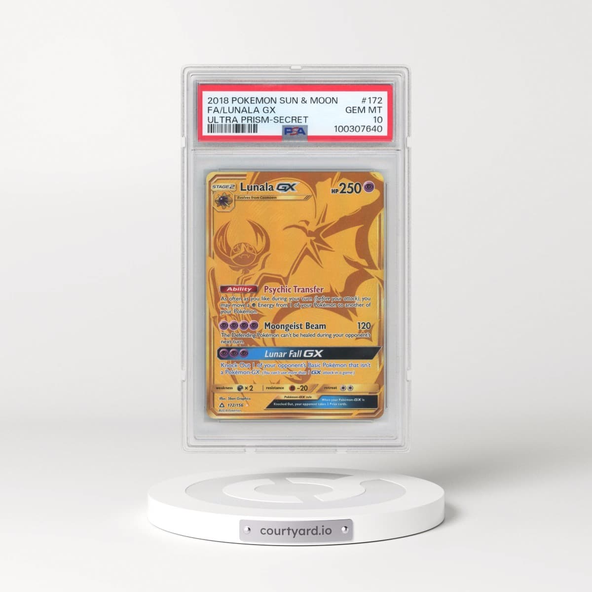 2018 Pokémon Sun & Moon Ultra Prism #172 Lunala GX - Holo Full Art Secret (PSA 10 GEM MINT)