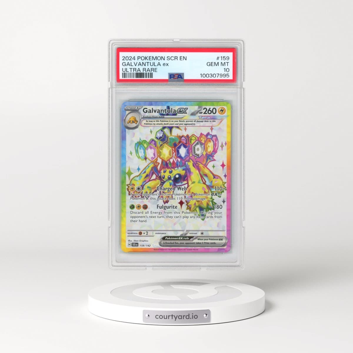 2024 Pokémon Scr EN-Stellar Crown #159 Galvantula EX - Holo Ultra Rare (PSA 10 GEM MINT)
