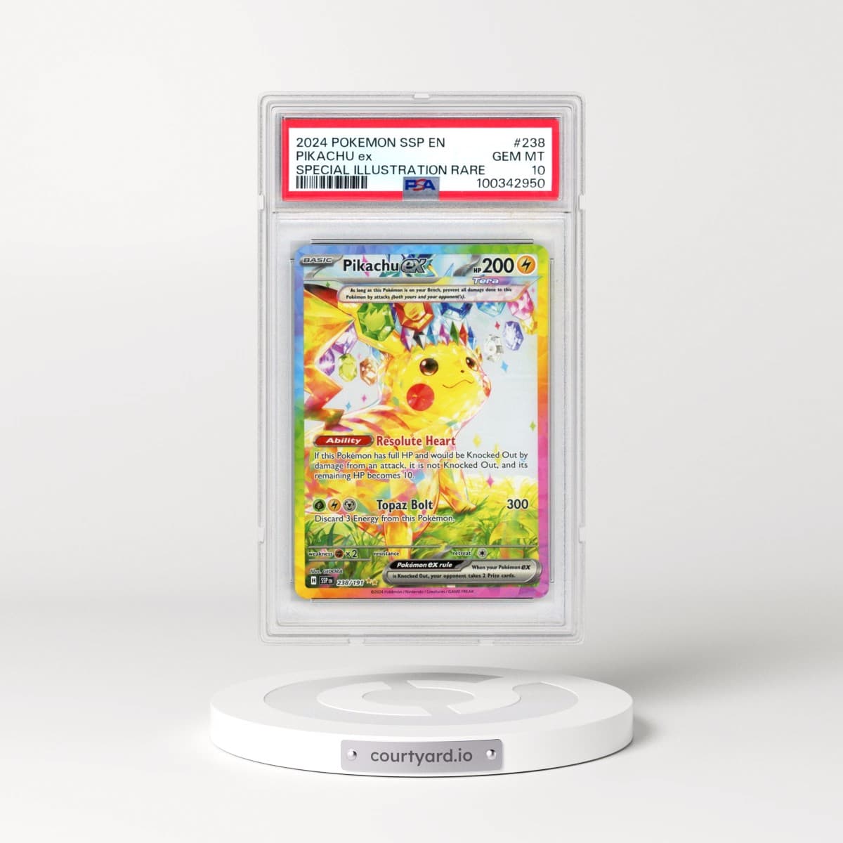 2024 Pokémon Ssp EN-Surging Sparks #238 Pikachu EX - Holo Special Illustration Rare (PSA 10 GEM MINT)