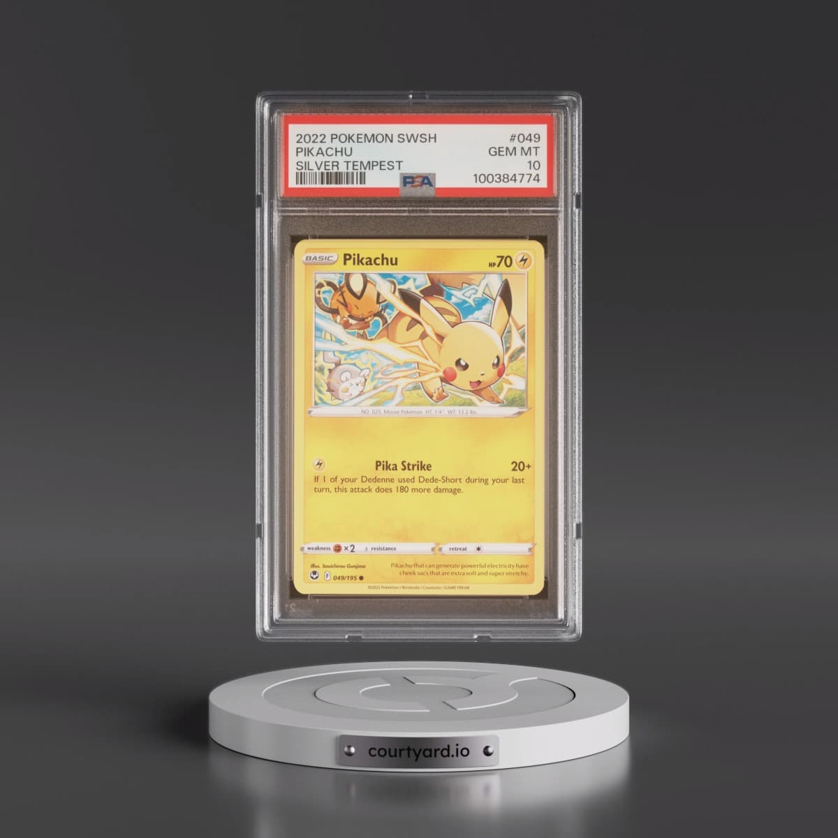 2022 Pokémon Sword & Shield Silver Tempest #049 Pikachu (PSA 10 GEM MINT)