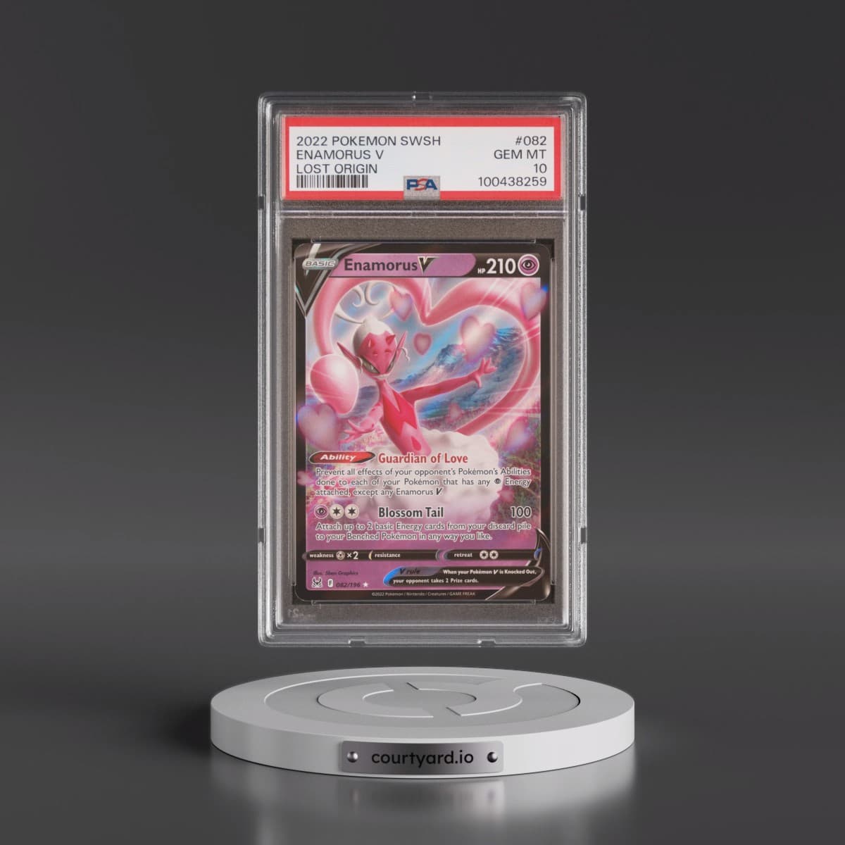 2022 Pokémon Sword & Shield Lost Origin #082 Enamorus V - Holo (PSA 10 GEM MINT)