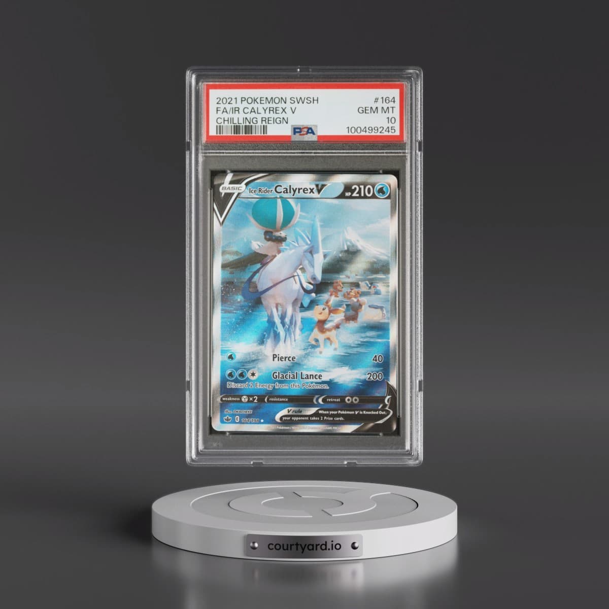 2021 Pokémon Sword & Shield Chilling Reign #164 Ice Rider Calyrex V - Holo Full Art (PSA 10 GEM MINT)