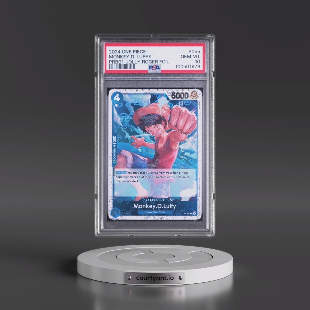 2024 One Piece PRB01-Premium Booster -One Piece Card the Best #055 Monkey D. Luffy - Jolly Roger Foil (PSA 10 GEM MINT)