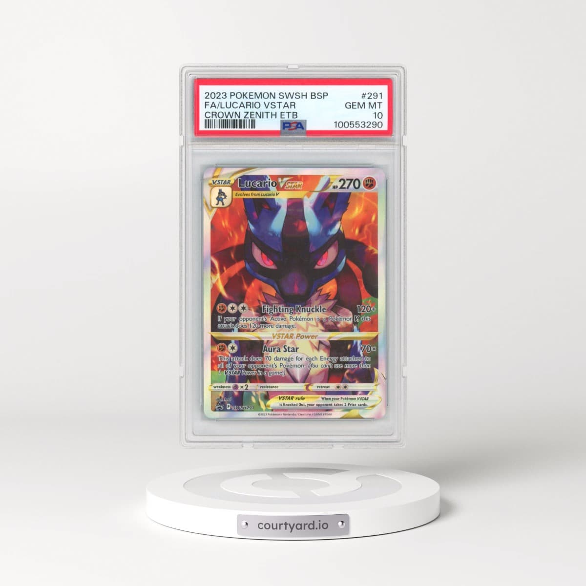 2023 Pokémon Swsh Black Star Promo #291 Lucario Vstar - Full Art Crown Zenith Elite Trainer Box (PSA 10 GEM MINT)