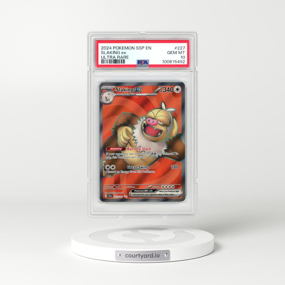 2024 Pokémon Ssp EN-Surging Sparks #227 Slaking EX - Holo Ultra Rare (PSA 10 GEM MINT)