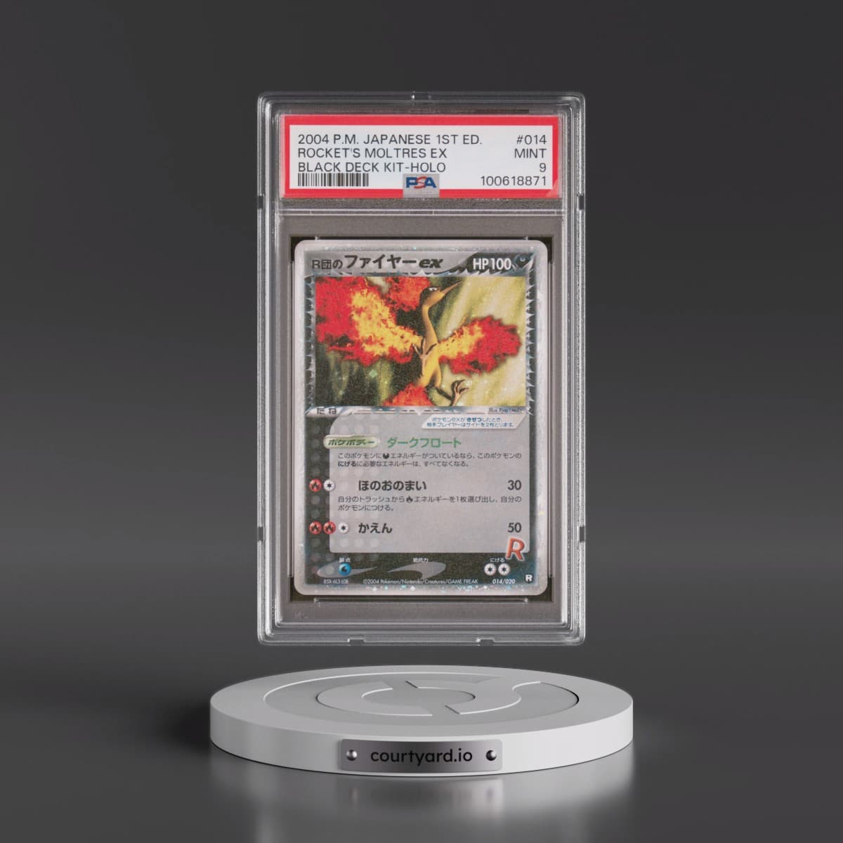 2004 Pokémon Black Deck Kit #014 Rocket's Moltres EX - 1st Edition Holo Holo (PSA 9 MINT)