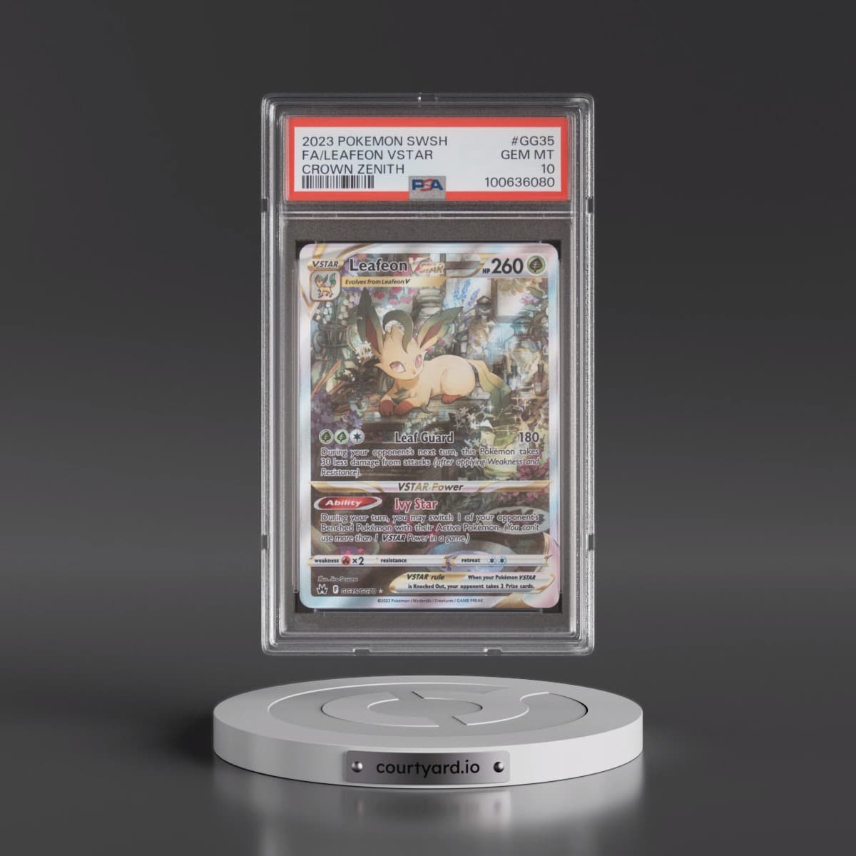 2023 Pokémon Sword and Shield Crown Zenith #GG35 Leafeon Vstar - Full Art (PSA 10 GEM MINT)