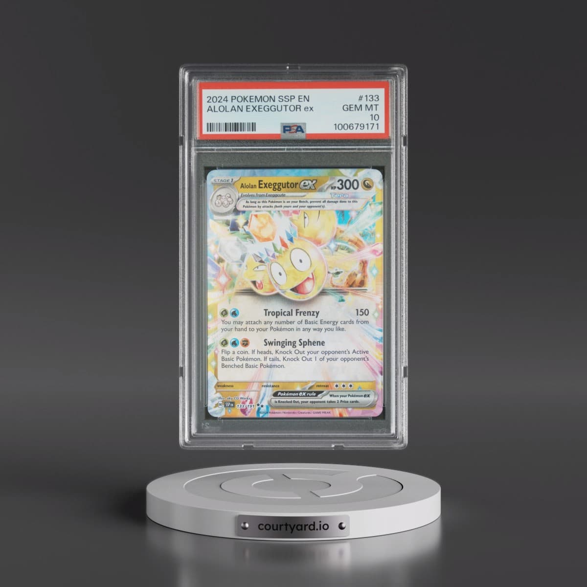 2024 Pokémon Ssp EN-Surging Sparks #133 Alolan Exeggutor EX - Holo (PSA 10 GEM MINT)