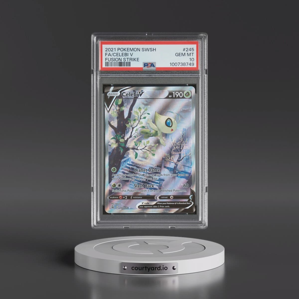 2021 Pokémon Sword & Shield Fusion Strike #245 Celebi V - Holo Full Art (PSA 10 GEM MINT)
