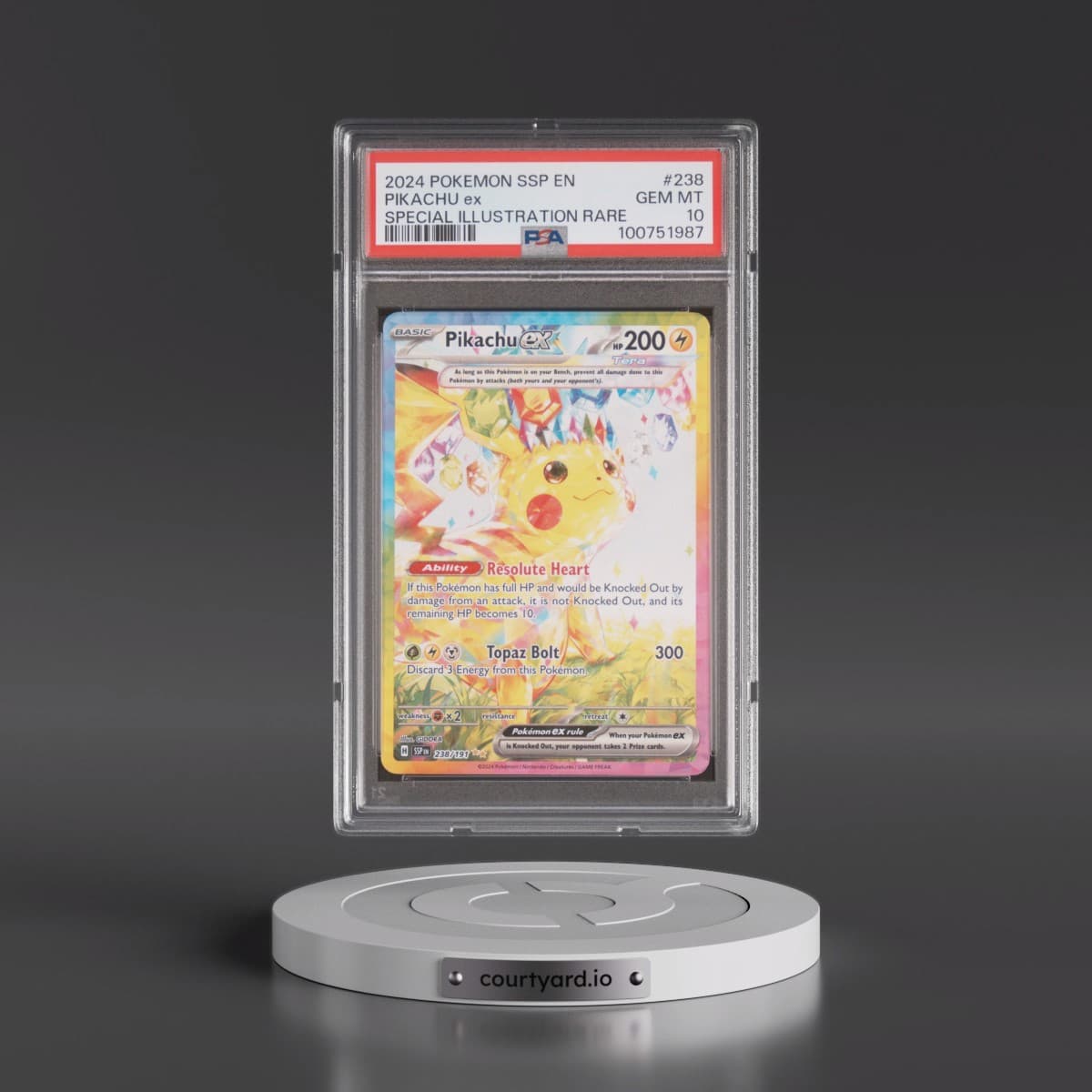 2024 Pokémon Ssp EN-Surging Sparks #238 Pikachu EX - Holo Special Illustration Rare (PSA 10 GEM MINT)