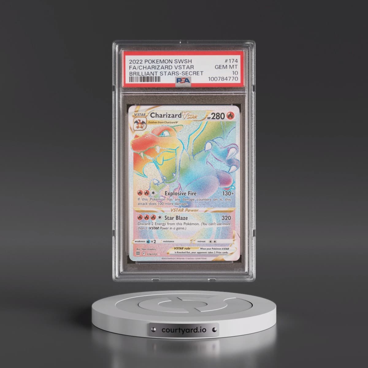 2022 Pokémon Sword & Shield Brilliant Stars #174 Charizard Vstar - Full Art Secret (PSA 10 GEM MINT)