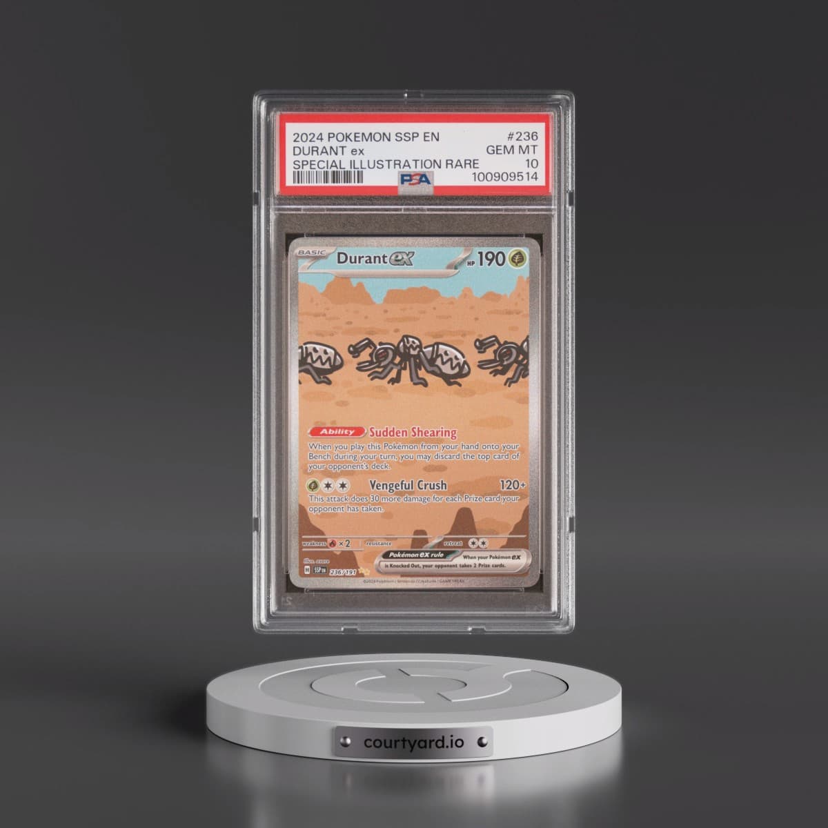 2024 Pokémon Ssp EN-Surging Sparks #236 Durant EX - Holo Special Illustration Rare (PSA 10 GEM MINT)
